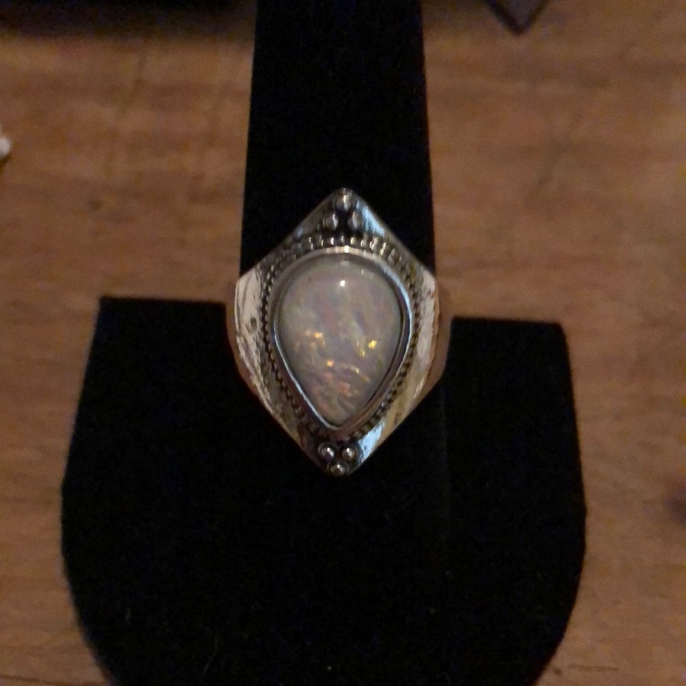 Fire opal ring set in silver size 9 NWOT